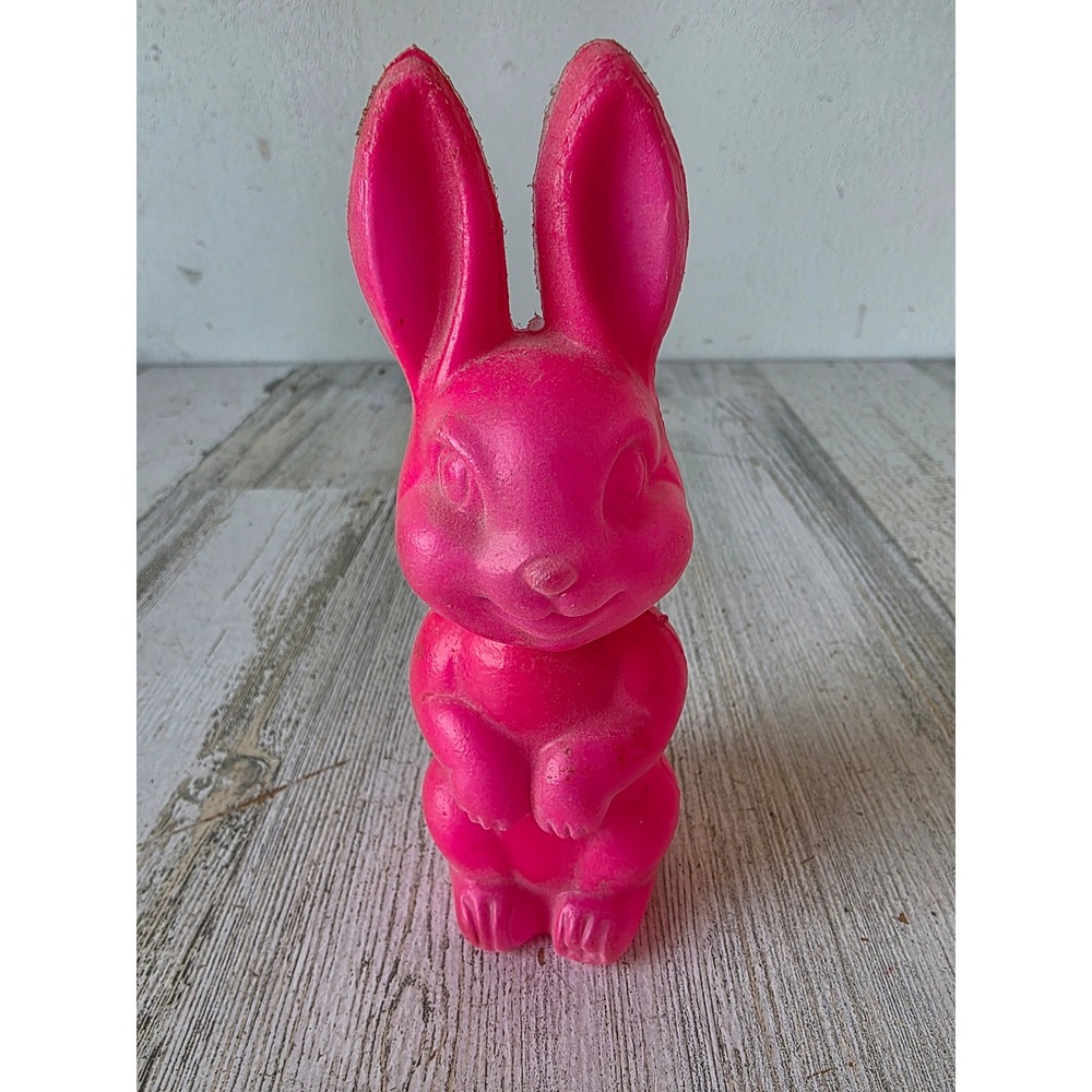 Vintage pink rabbit bunny blow mold Easter decor village neon spring